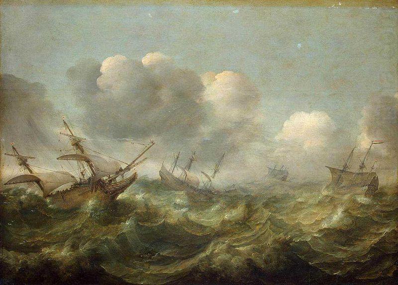 The painting Stormy Sea, Adam Willaerts